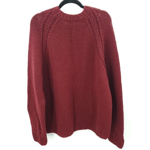 Men's NWT J. Crew Factory 100% Wool Chunky Crew Neck Sweater XL Red - Picture 2 of 13